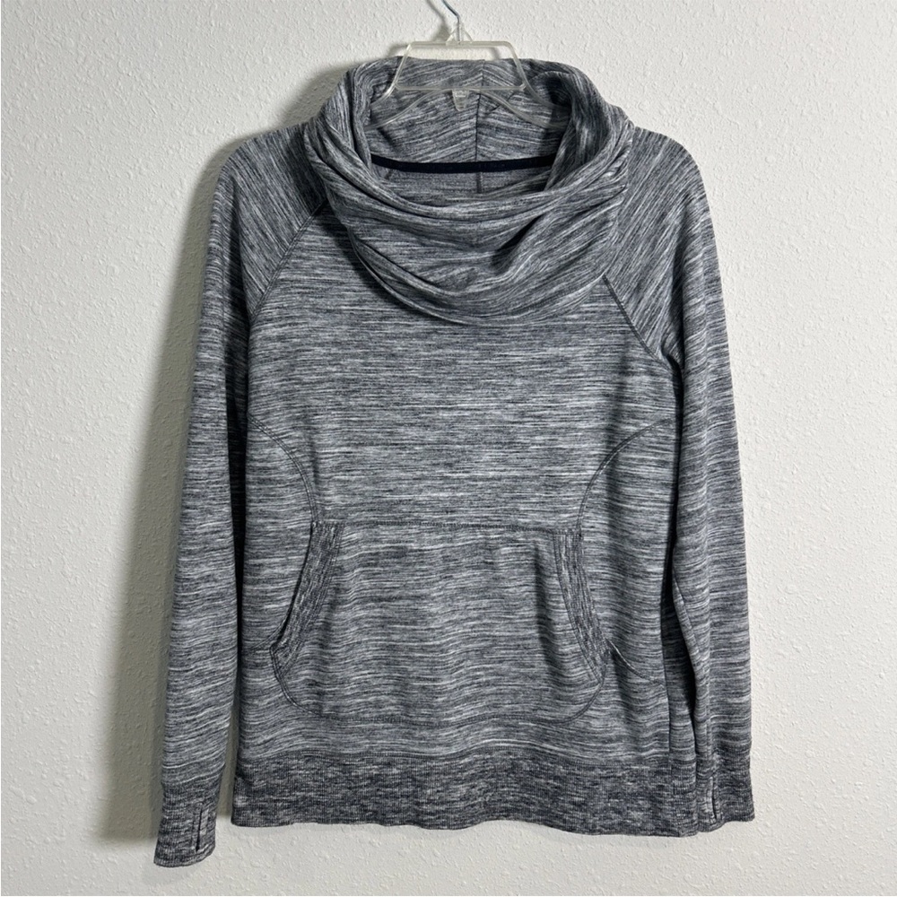 L.L. Bean Women’s Sm Cozy Fleece Pullover Sweatshirt Thumbholes Cowl Neck Gray